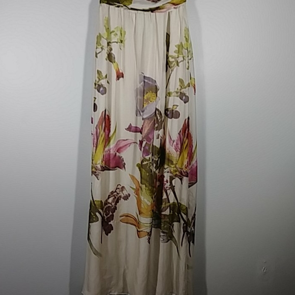 Zara Woman Cream/ floral maxi slvless dress Sz S - Picture 6 of 8